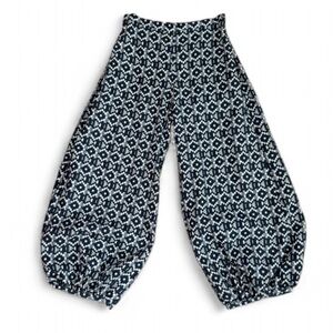 Bryan Walker 100% Italian Linen Bell Lantern Wide Leg Pants Southwestern Print